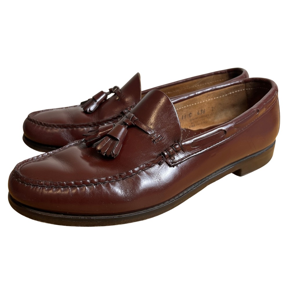 Weejuns GH Bass and Co Wine Red Leather‎ Kiltie Tassel Loafer Shoes Men's 11 C